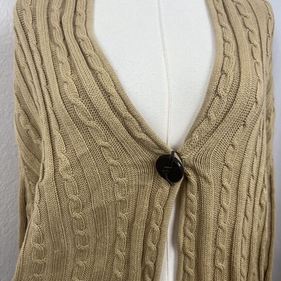 Charter Club Sweater Womens XL Tan Cable Knit Cardigan Old Money Preppy Classic - Picture 2 of 9